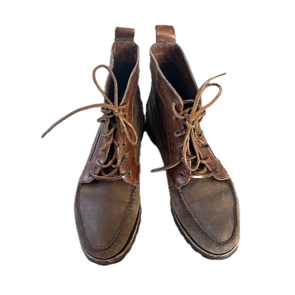 Vintage Cole Haan Brown Leather Lace-Up Moc Toe Ankle Boots Size 9